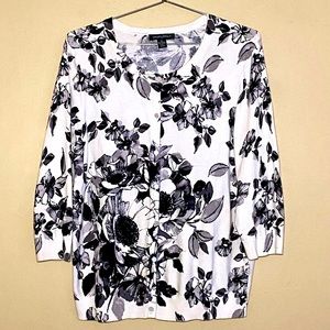 Black and White Open Fron Button Down Cardigan